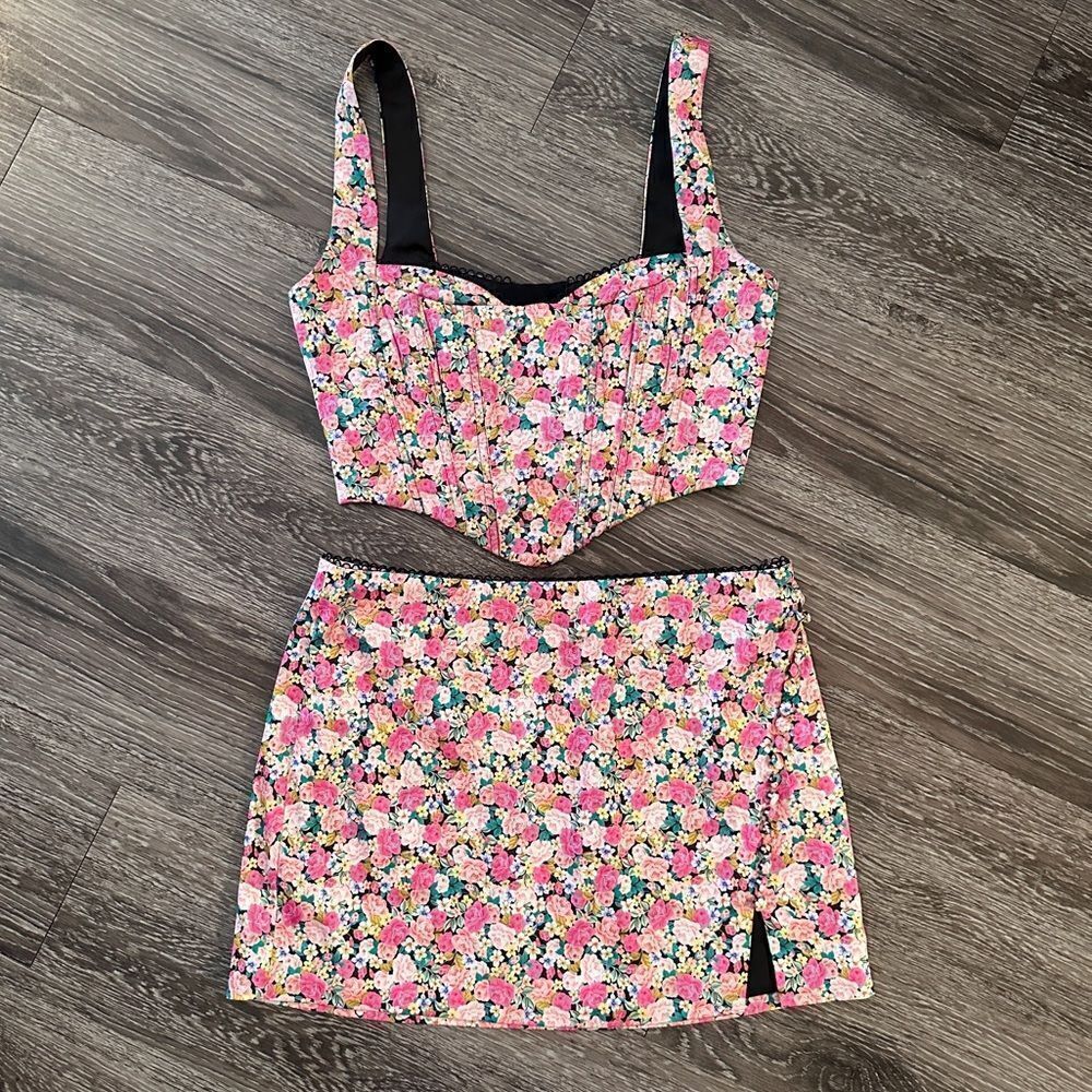 For Love and Lemons Gladiola Corset Top and Skirt Set